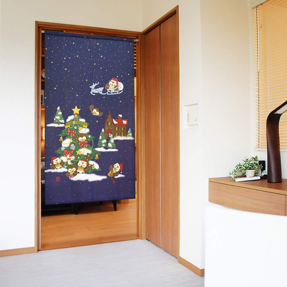Noren Workshop Noren Owl Lucky Charm Series Christmas Tree Santa Tapestry Poster Lucky God Width 85 x Length 150cm Seven Lucky Owls Christmas 93522
