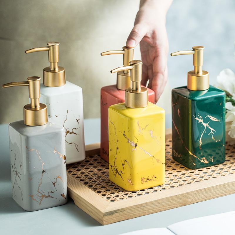 Color Ceramic Bathroom Soap Dispenser Shampoo Bottle Creative Color Household Liquid Soap Dispenser Cabins Hotel Apartment