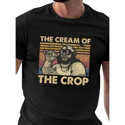 Men'S Vintage Wrestling Graphic T-Shirt "The Cream of the Crop" Design - Soft Breathable, Distressed Print, Durable Construction, Short Sleeve