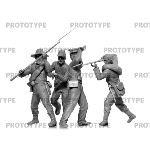 ICM 1/35 Scale US Confederate Infantry Set 2 (4 Soldiers) Plastic Model Kit 35024