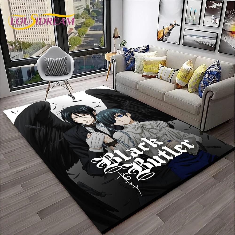 Cartoon Black Butler Anime 3D-Teppich für Zuhause, Wohnzimmer, Schlafzimmer, Sofa, Fußmatte, Dekor, Kinderspielbereich, rutschfeste Bodenmatte