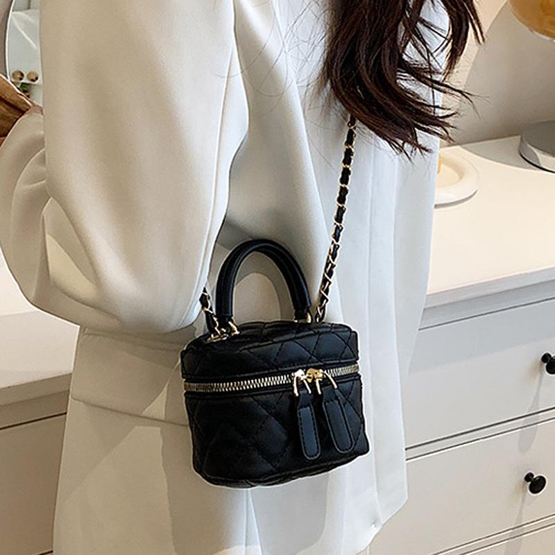 

Новая мини-стеганая цепочка с ромбовидной клеткой женская сумка через плечо модная мини-дизайнерская сумка высокого качества из искусственной кожи женская маленькая сумка чёрный