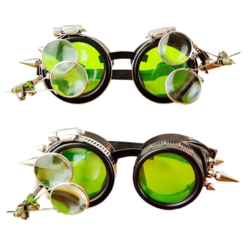 Retro Steampunk Glasses Halloween Cosplay Glasses Steampunk Goggles with Rivets for Carnivals Theme Party