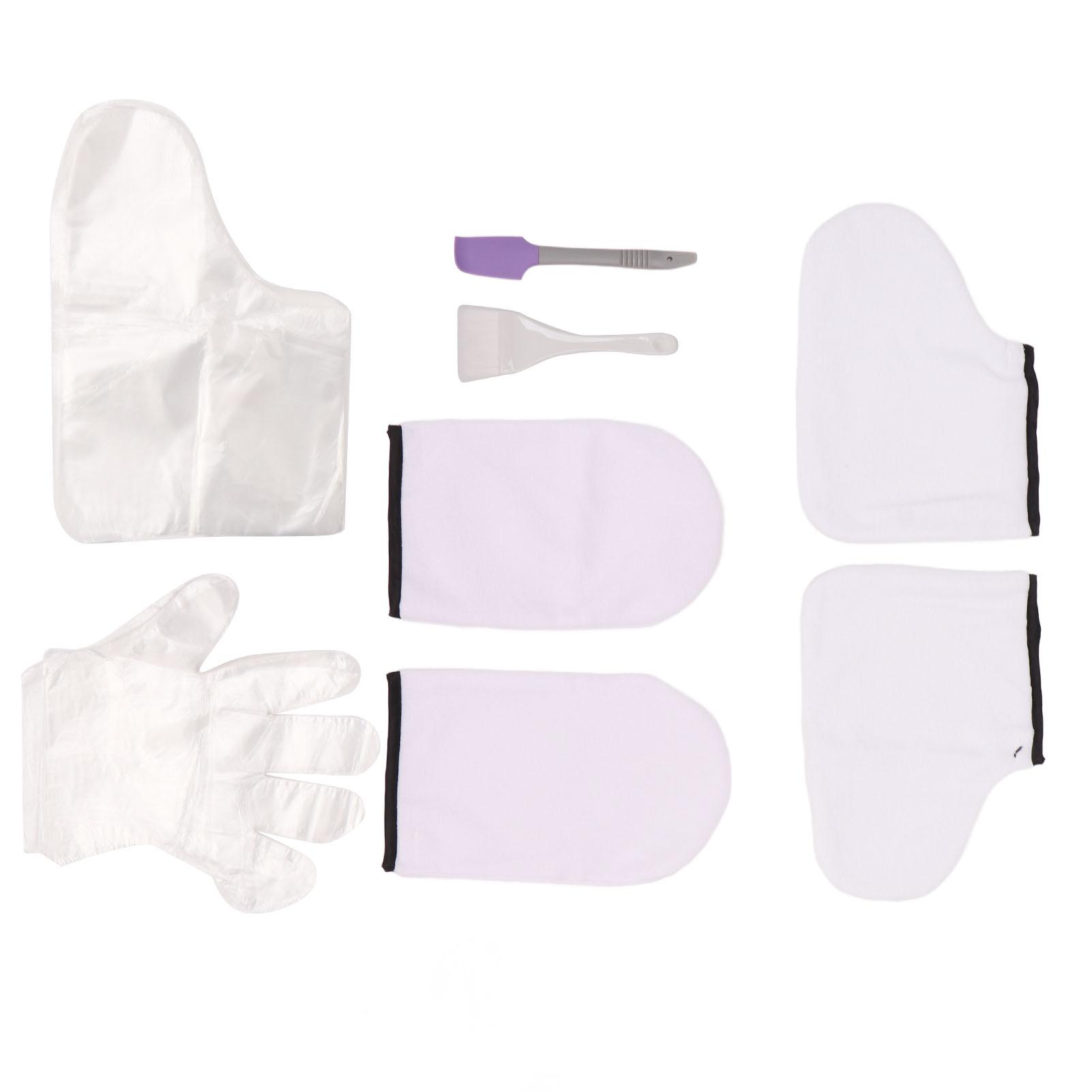 

White Wax Bath Mitts Set Large Brush Purple Spatula Soft Mitts Foot Cover Paraffin Wax Hand Foot