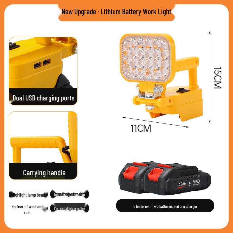 Portable Emergency Lithium Battery Floodlight for Camping, Construction, and Car Repairs
