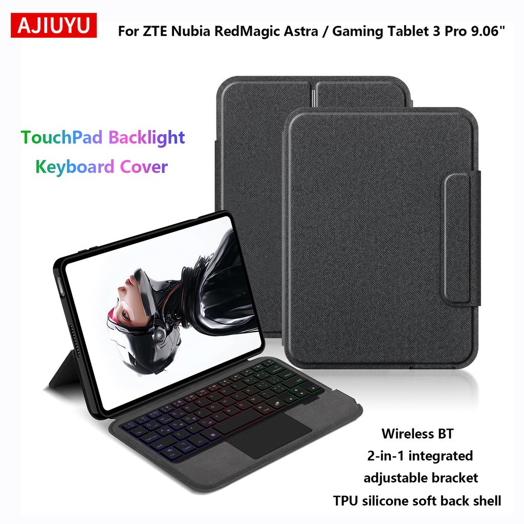 AJIUYU Tastaturabdeckung für ZTE Nubia RedMagic Astra / Tablet 3 Pro 9,06" Gaming-Tablet Schutzhülle Touchpad Hintergrundbeleuchtung