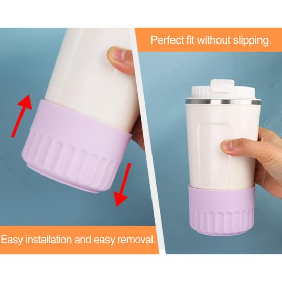 Plastic Water Cup Bottom Protector Water Bottle Protective Boot Sleeve with Non-slip Suction-Cup Bottom Anti-scalding Flask Cup Bottom Bumper Cup