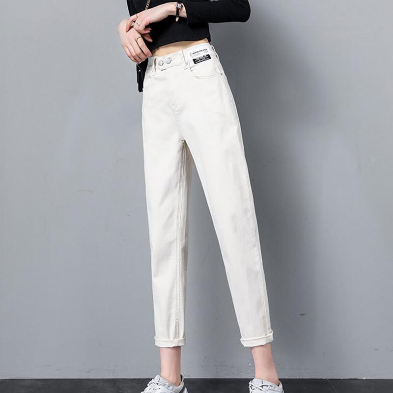 Damen Jeans Frühling und Herbst Denim Jeans Hohe Taille Lose Gerade Harlan Hosen