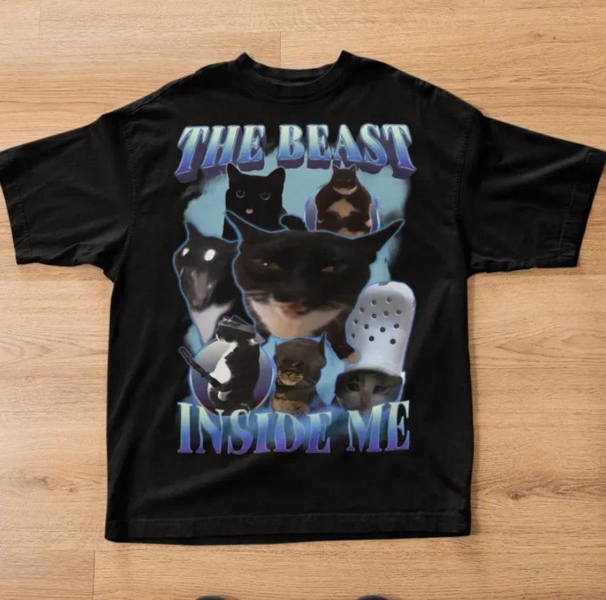 The beast inside me 90s Vintage Funny Cat meme Tee Shirt XL