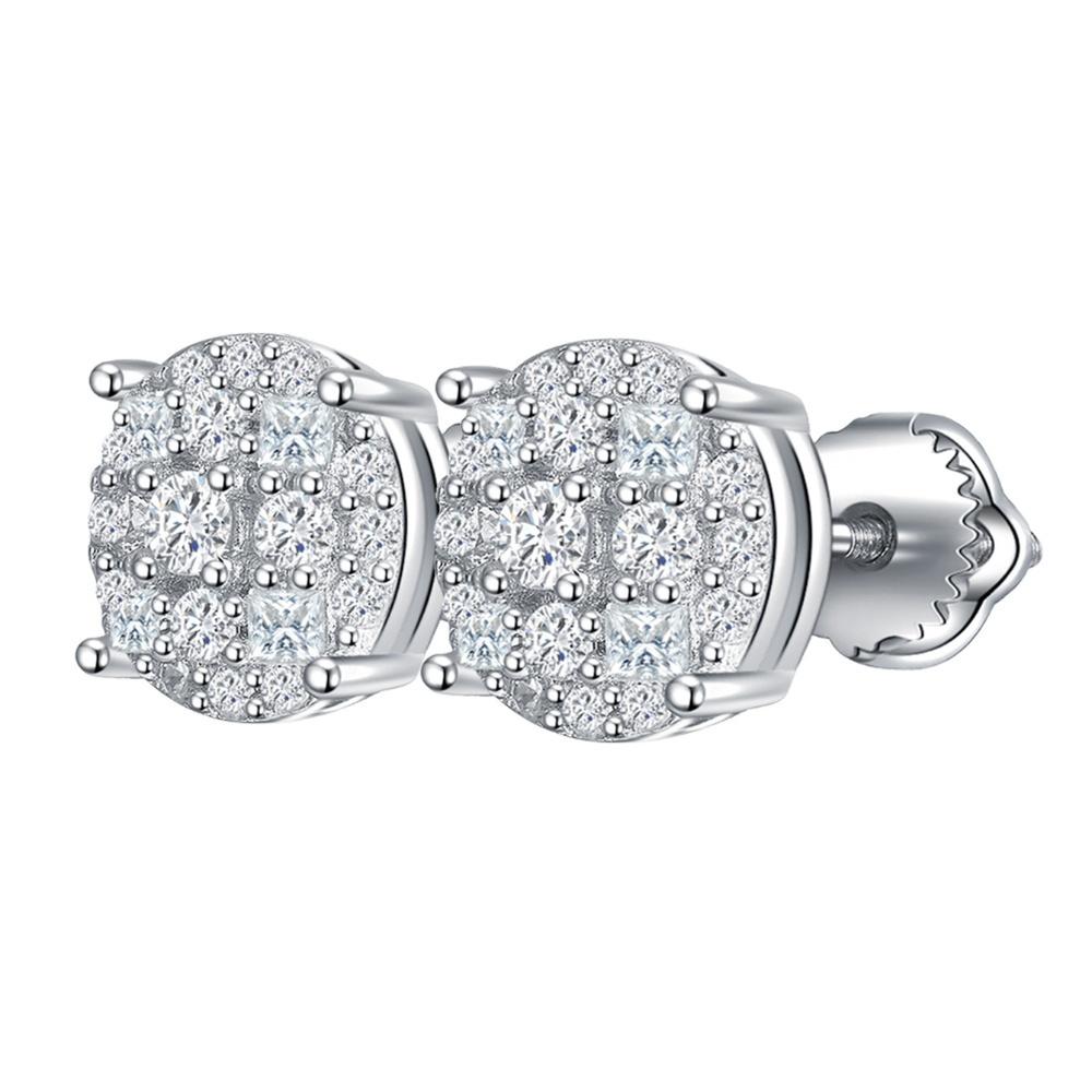 

Серьги-пусеты из муассанита, серебро 925 пробы, 0,06 карата, круглая огранка, покрытие белым золотом 14 карат белый