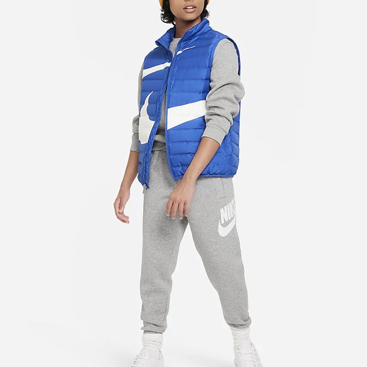 Nike Swoosh Logo Printed Stand Collar Zipper Casual Down Vest Kids vest Blue FV2520-480