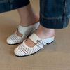 Cowhide version~ Hollow and breathable half slippers women's 2025 new versatile casual one-pedal bag head slippers flat shoes