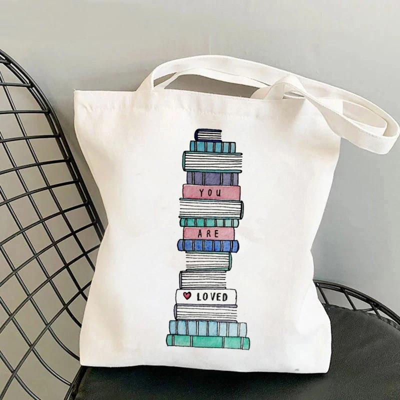 Book Lover Floral Canvas Tote Bag Cute Large Capacity Shoulder Bag for Reading Enthusiasts Perfect for Commute School