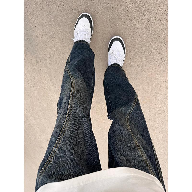 Мужские прямые джинсы JYL Американский вайб Пэчворк Узкие Модные уличные джинсовые брюки XL