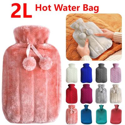 Hot Water Bottle Cover Fur Plush Hot Water Bag Leakproof Hand & Feet Warmer Bag Cover Removable Plush Cover for Hot Water Bottle