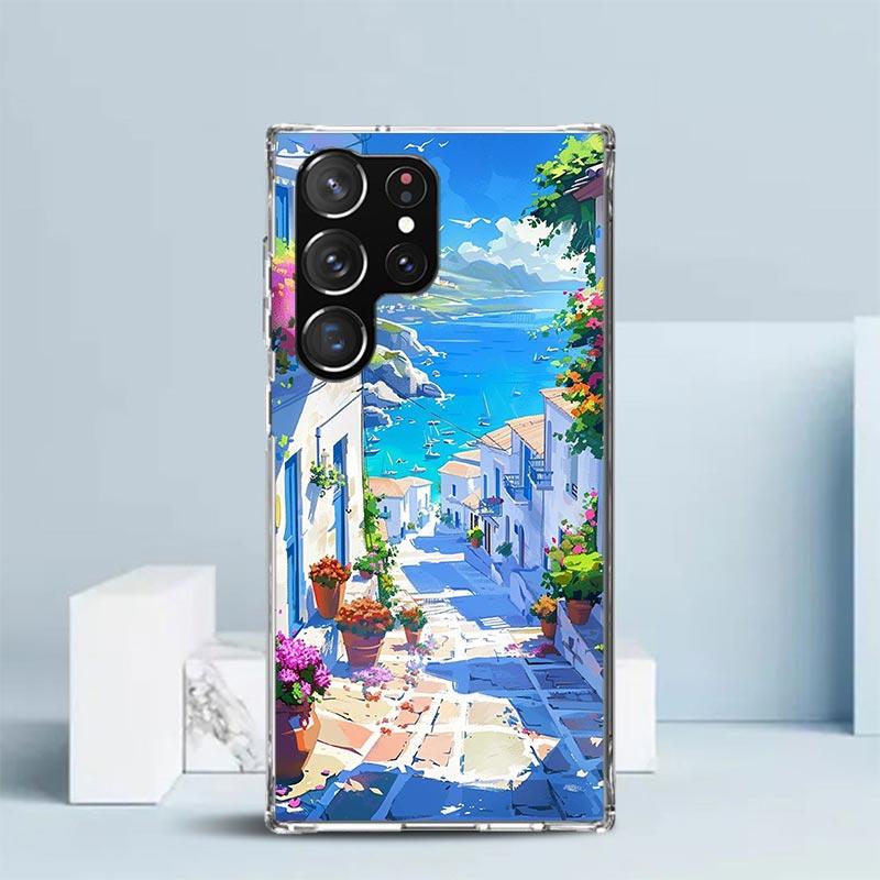 Greece In Summer Santorini Soft Cover for Samsung Galaxy S25 Edge S26 S24 S23 Ultra Phone Case S22 S21 Plus S20 FE Print Pattern