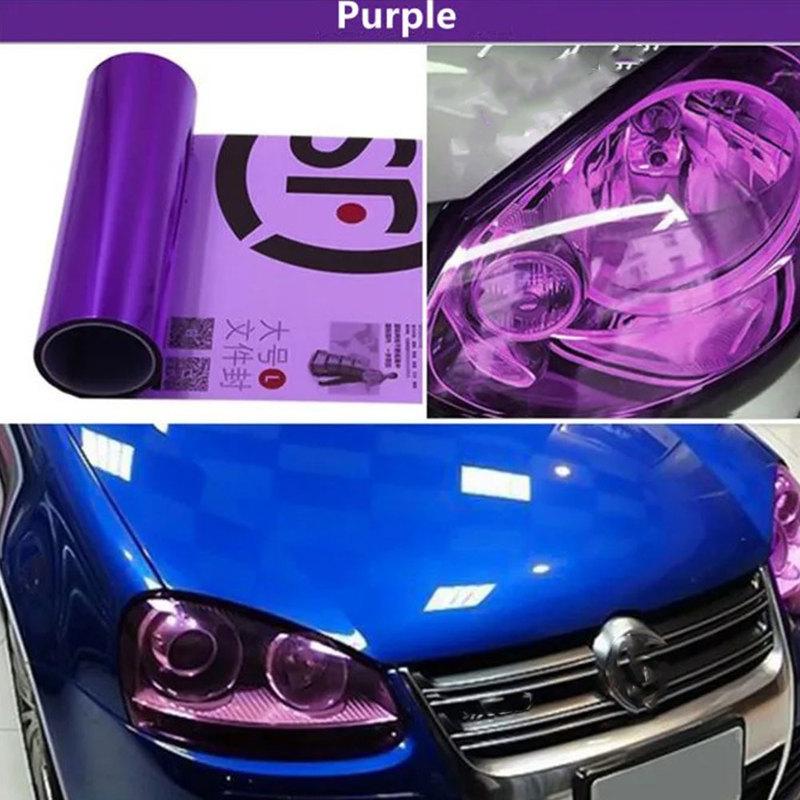 

30CM Car Headlight Purple Tint Film PVC Car Headlight Color Changing Film Auto Lamp Anti-scratch Protective Light Sticker 30cm x 50cm