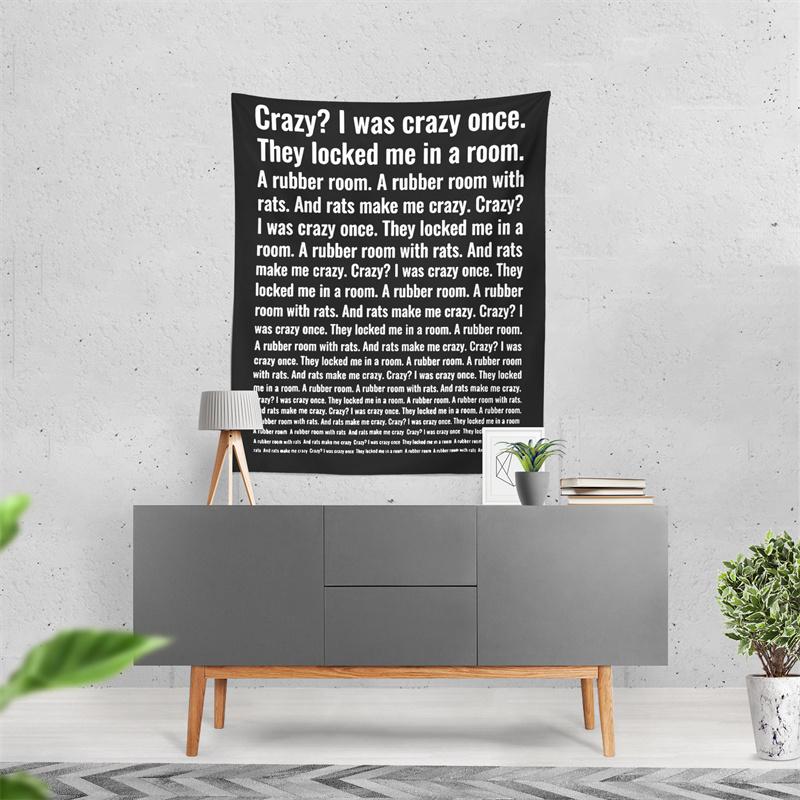 Aertemisi Crazy I Was Crazy Once Funny Meme Tapestry Wall Hanging Art for Bedroom Living Room College Dorm Party Backdrop