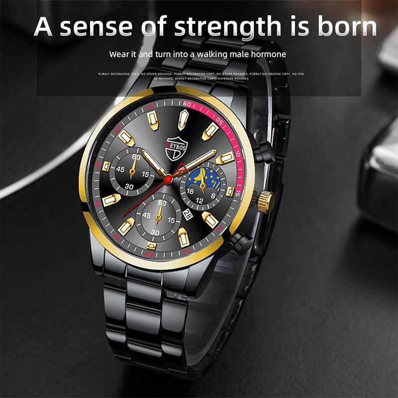 Stilvolle, einfache Uhr Herren Edelstahl Uhr Kalender Quarzuhr Herren personalisierte Casual Uhr