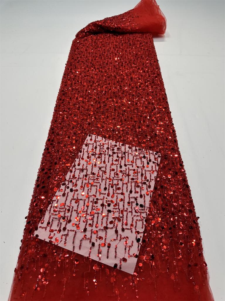 African Groom Lace Fabric For Sewing Party Dresses 2025 High Quality French Mesh Fabric Embroidered Nigeria Sequins Lace 5 Yards