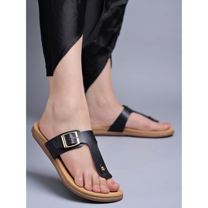 Shoetopia Solid Black Flats For Women /Eu37
