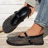 Fashion Mesh Breathable Rhinestone Fashion Versatile Women's New Foreign Style Niche Belt Flat Soft Soled Mary Jane Shoes Womens Shoes