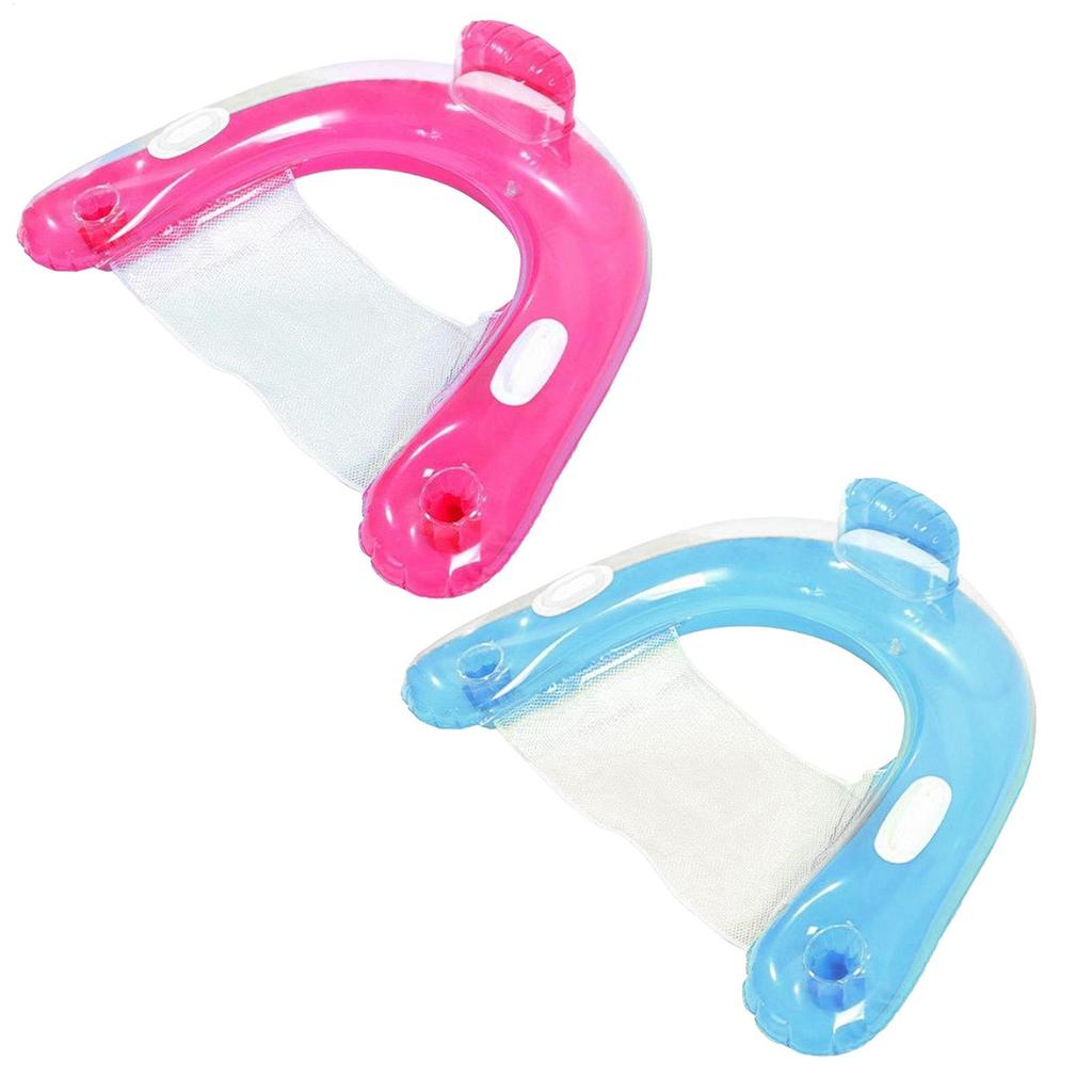 Inflatable Pool Float with Cup Holders Pool Floaties Floating Pool Chair for Adults Swimming Pool Party Summer Water Fun