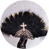 Perlweiß Federn Vintage Goldprägung Faltfächer Lolita Harajuku Gotischer Retro-Stil Tragbarer Handfächer Geschenke