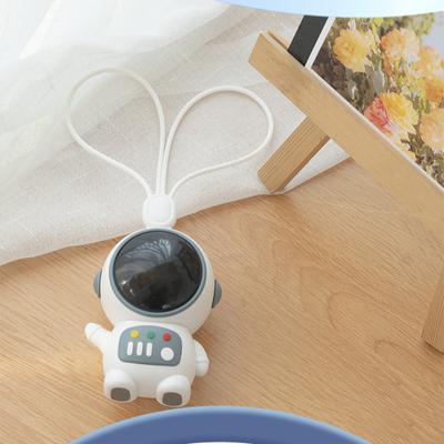 Tragbarer Mini-Handventilator Astronautenform USB-wiederaufladbar Kühlender Nackenventilator mit Lanyard 2 Geschwindigkeiten Blattloser Persönlicher Ventilator für Draußen Büro