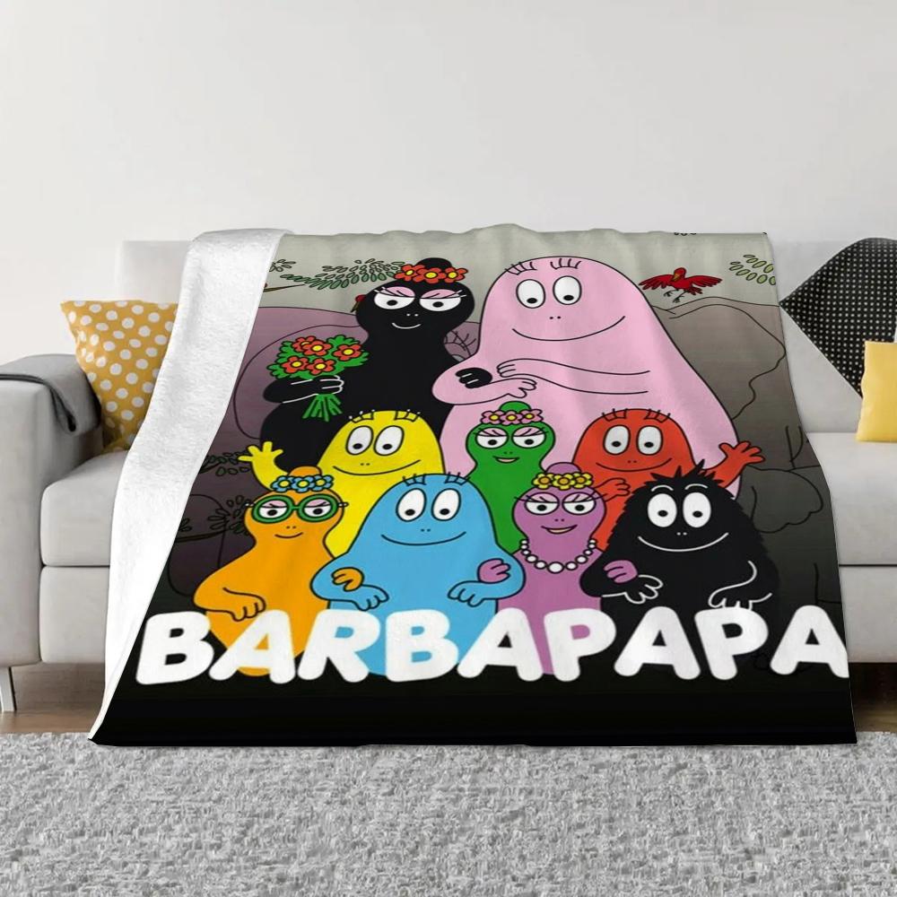 Les-Barbapapa Throw Blanket King Size Fluffy Plaid Throws Blankets for Sofa Luxury Bedding Beach Towel Home and Decoration Knee