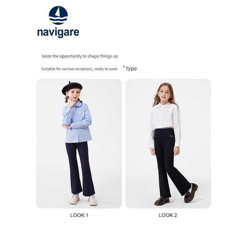Navigare Italian Small Sailboat Girls' Flared Pants Spring and Autumn Thin Style 2026 Children's Slightly Flared Pants for Girls
