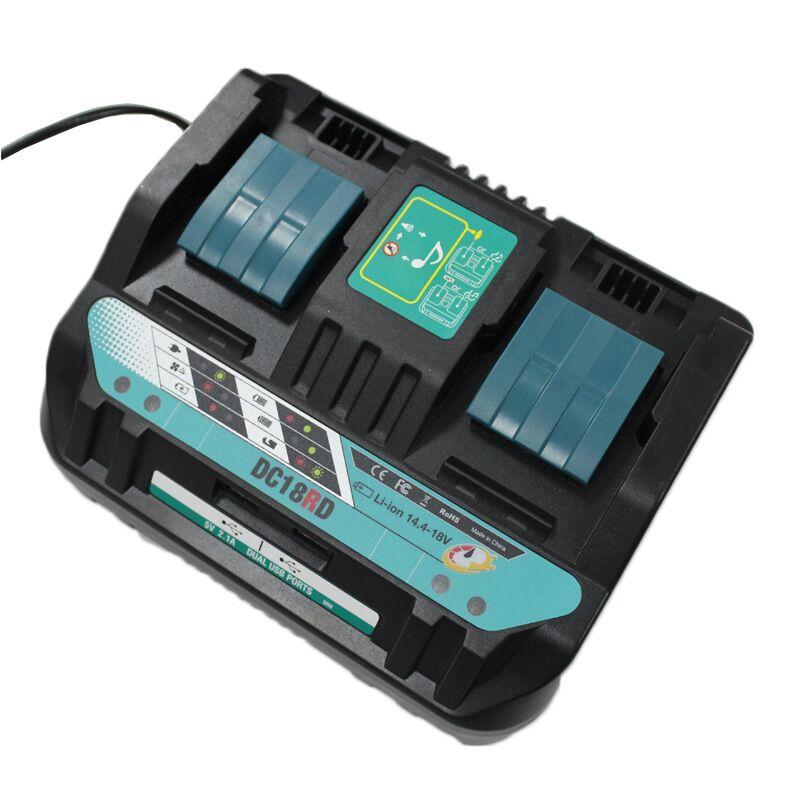 18V DC18RD Dual Ports Battery Charger for Makita 14.4V-18V Lithium-Ion Battery BL1415 BL1430 BL1830 BL1840 BL1850 BL1850B