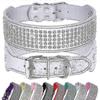 5 Row Rhinestone Pu Leather Dog Collars Diamante Bling For Large Dogs 2.0" Wide