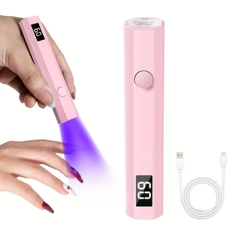 USB Rechargeable Mini Handheld Nail Drying Lamp LCD Display Home Use Nail Polish Quick-Dry Lamp
