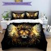 3pcs Golden Winged Lion Quilt Set Cartoon Themed Bed Quilt Set Lovely Character Bedroom Decor Bed Quilt Set Four Seasons (1 Cover + 2Pillowcase N