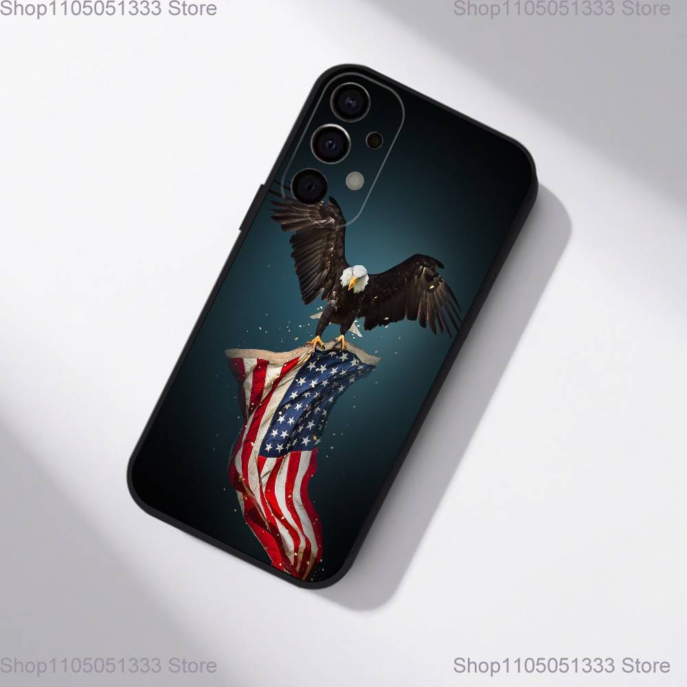 USA Flag American Phone Case For Samsung S25,S24,S21,S22,S23,S30,Ultra,S20,Plus,Fe,Lite,5G Black Cover