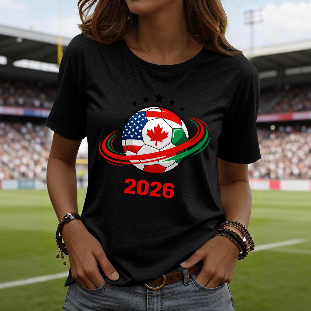 Women's Fashion Casual Printed Short Sleeve Round Neck Pullover Tops