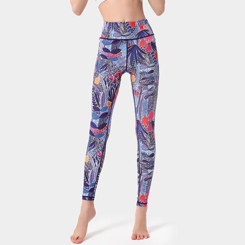 

Printed High Waist Hip Lift Outerwear Elastic Colorful Yoga Pants HK295 L