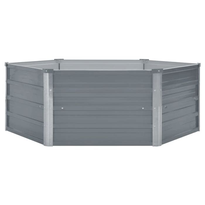 Jardinière - vidaXL - Hexagonale - Acier galvanisé - 129 x 129 x 46 cm - Gris