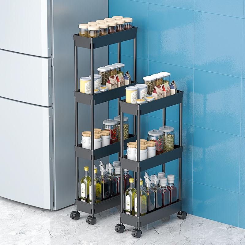 Scaffale da Pavimento Multi-strato Piccolo Carrello Portaoggetti Cestino per Verdura Scaffale da Bagno per Fessure Cucina di Casa