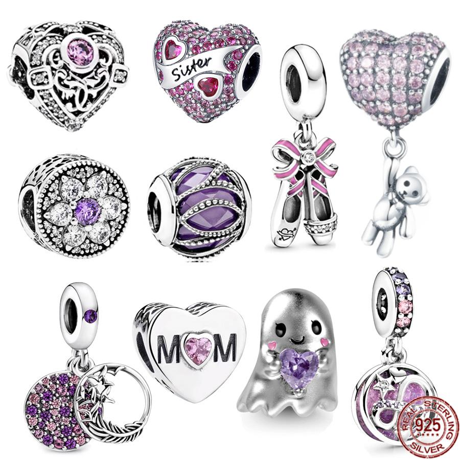 

Сверкающие бесконечные сердца и звезды, подвеска из стерлингового серебра 925 пробы, подвеска из бисера, подходит для оригинального модного браслета, модные украшения