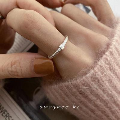 Silver Color Ring for Women Girl Jewelry Geometry Hollowed Out Design Overlapping Simple  Gift