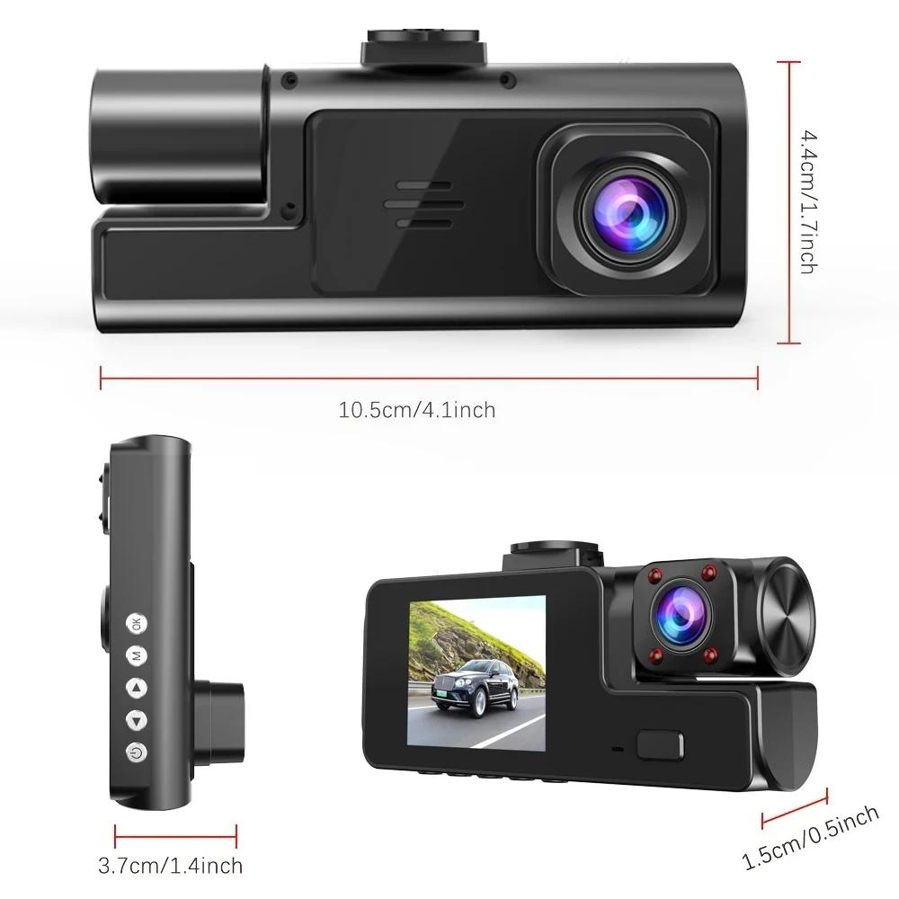 3-Kanal-Dashcam für Autos, 1080P, Autokamera, WLAN-Videorecorder, Vorne/Innen, Rückfahrkamera, Auto-DVR, Black Box, Autozubehör