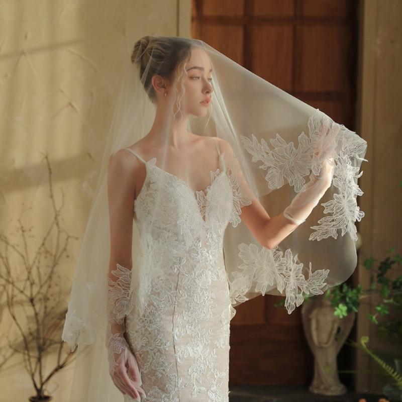 Bridal Veil Head Cover Mantilla Cathedral Head Covering Wedding Hair Accessories White Wedding Veil Headscarf White Veil