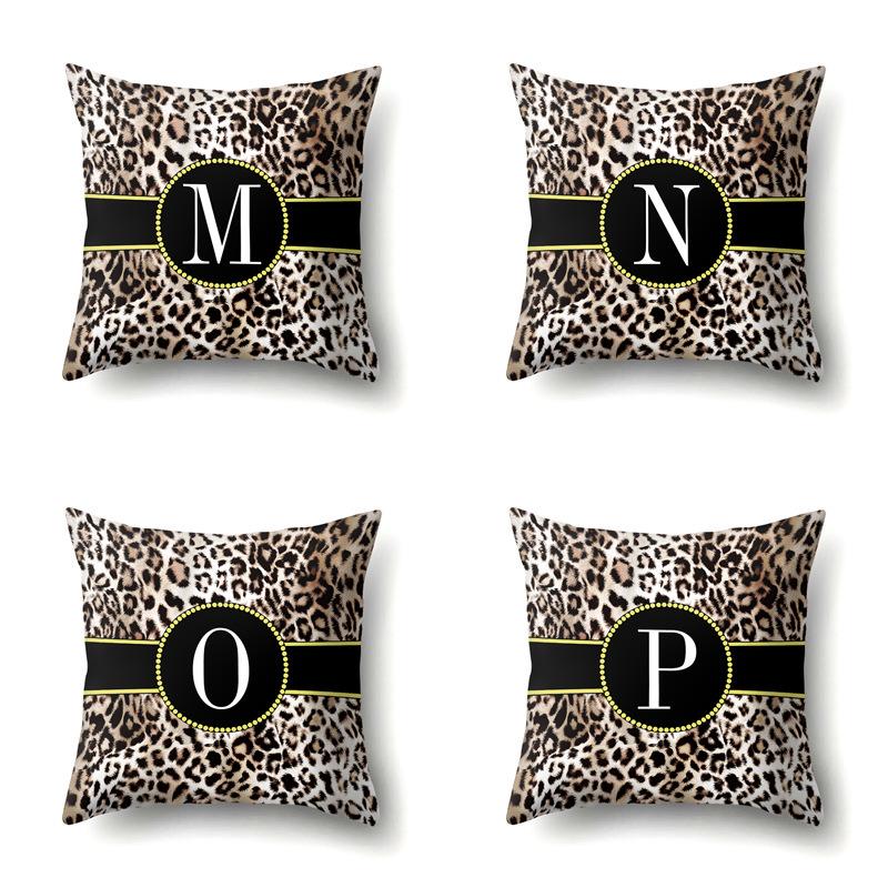 Polyester Pillow Case Decorative Leopard Print Home Furnishing 26 English Letter Printed Pillow Case
