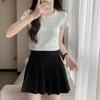 Striped BM Style Right Shoulder Short-sleeved T-shirt for Women Summer 2024 New Tight-fitting Pure Desire Short Niche Design Top