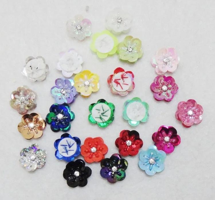 20 Pieces/lot Hand-Sewed Sequins Flower Pattern Patch DIY Clothing Shoes, Hats, Bags, Beads Sequins Applique Patch