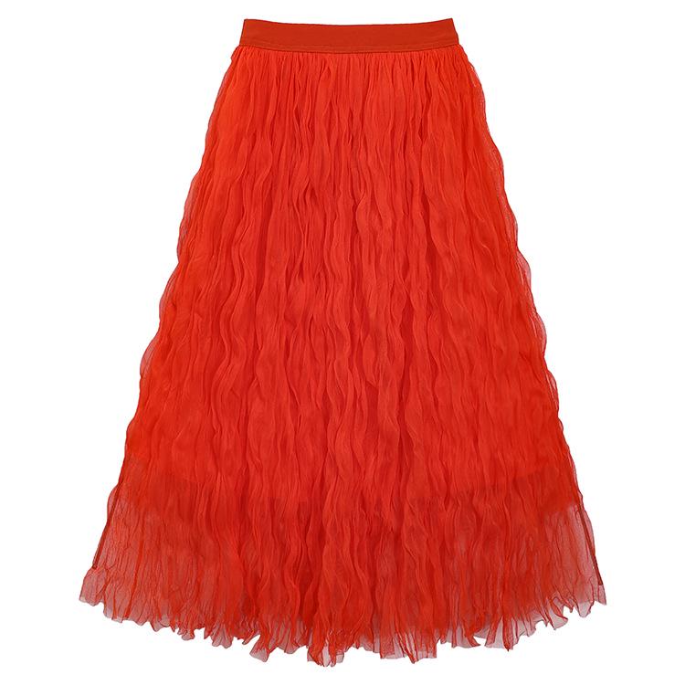 

Fiyuan Весна/Лето Абрикосовое Платье Феи из Плиссированной Сетки с Завышенной Талией One Size