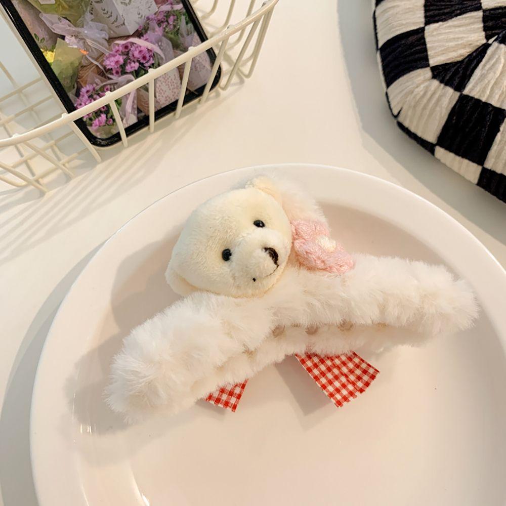 Bow Plush Headwear Flower Women Hair Clips Hair Accessories Bear Hair Claws Korean Style Crab Clips