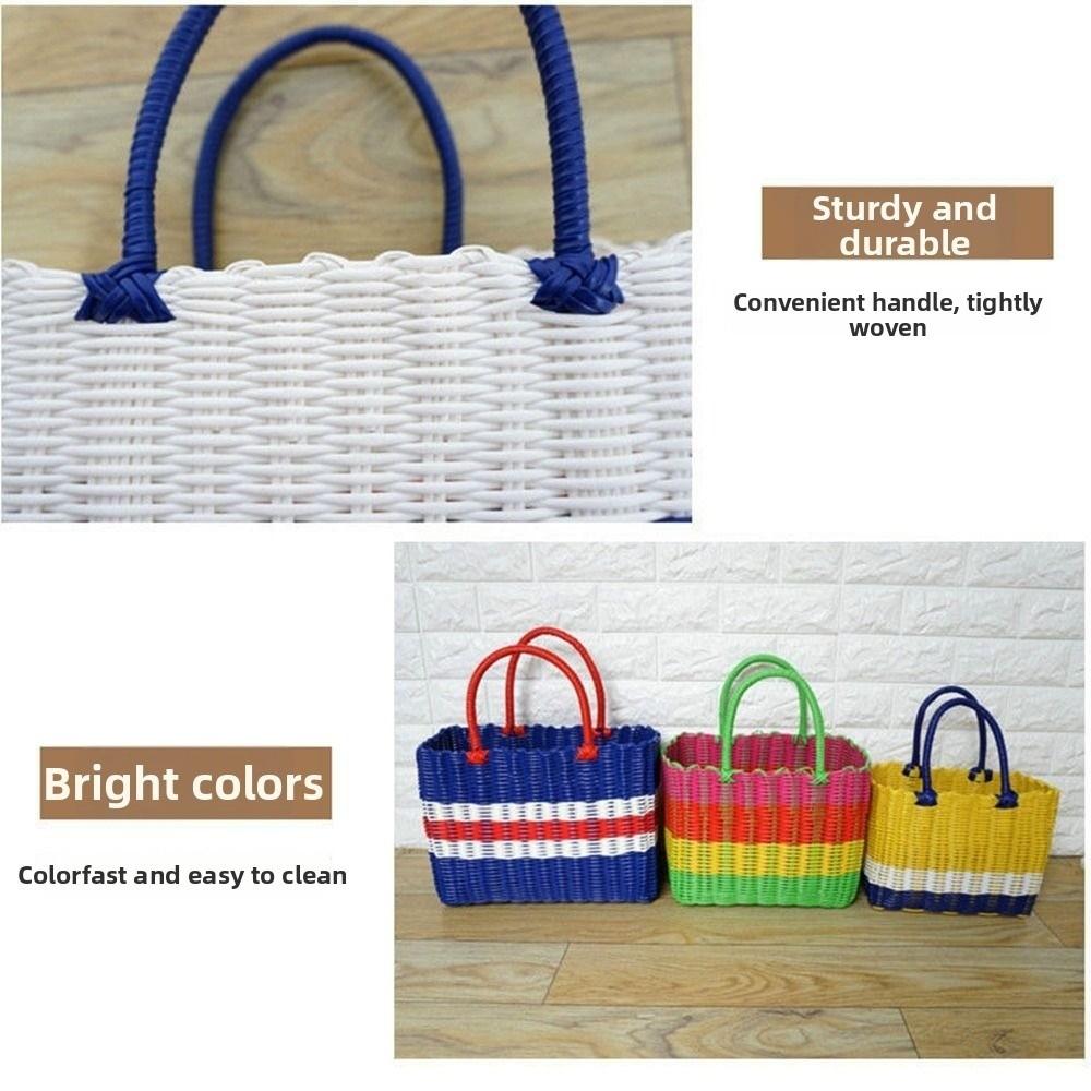 Rattan Woven Handmade Wicker Shopping Basket PE 24*14*18cm/23*12*18cm Home Vegetable Fruit Packing Multicolors